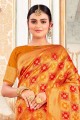 Zari,embroidered Silk South Indian Saree in Golden with Blouse