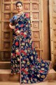 Multicolor Printed Saree in Chiffon