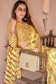 Chiffon Saree in Yellow with Printed