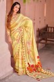 Chiffon Saree in Yellow with Printed