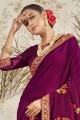 Zari,embroidered Silk Saree in Purple with Blouse