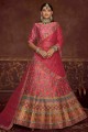 Art silk Printed Pink Wedding Lehenga Choli with Dupatta