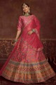 Art silk Printed Pink Wedding Lehenga Choli with Dupatta