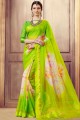 Green Printed Silk Saree