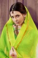 Green Printed Silk Saree