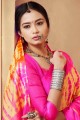 Printed Silk Saree in magenta