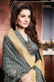 Saree in Grey Silk with Printed