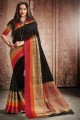 Saree in Black Handloom silk with Blouse