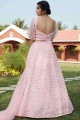 Lehenga Choli in Pink Net with Embroidered