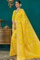 Ethinc Banarasi Saree in Yellow Banarasi raw silk