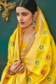Ethinc Banarasi Saree in Yellow Banarasi raw silk