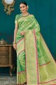 Traditional Banarasi raw silk Banarasi Saree in Green