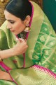 Traditional Banarasi raw silk Banarasi Saree in Green
