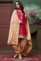 Embroidered Cotton Magenta Patiala Suit with Dupatta