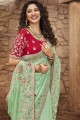 Saree in Light green Organza with Stone,beads
