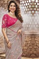Grey Saree in Organza with Stone,beads