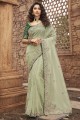 Light green Saree with Stone,beads,sequins Organza