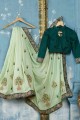 Pista green South Indian Saree in Embroidered Art silk