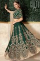 Embroidered Party Lehenga Choli in Green Satin
