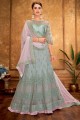 Pastel blue Embroidered Party Lehenga Choli in Net