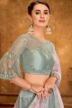 Pastel blue Embroidered Party Lehenga Choli in Net