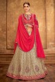 Silk Party Lehenga Choli with Embroidered in Cream