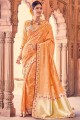 Banarasi raw silk Peach Banarasi Saree