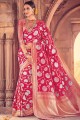 Dazzling Red Banarasi raw silk Banarasi Saree