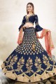 Blue Embroidered Party Lehenga Choli in Georgette and silk