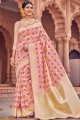 Banarasi raw silk Banarasi Saree in Pink with