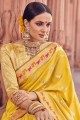 Splendid Yellow Banarasi Saree in Banarasi raw silk