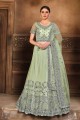 Net,satin and silk Party Lehenga Choli in Sea green with Embroidered