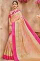 Saree in Golden Banarasi raw silk with