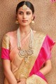 Saree in Golden Banarasi raw silk with