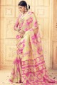 Multicolor Saree with Printed Kora silk
