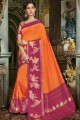 Art silk Orange Saree with Blouse