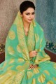 Latest Banarasi raw silk Saree with  in Green Color