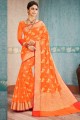 Banarasi raw silk Saree with  in Orange