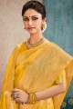 Saree in Yellow Banarasi raw silk with Blouse