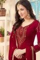 Georgette Embroidered Maroon Sharara Suit with Dupatta