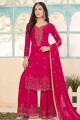 Pink Embroidered Georgette Sharara Suit