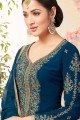 Embroidered Pakistani Suit in Navy blue Georgette