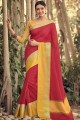 Attractive Banarasi raw silk Red Saree with Blouse