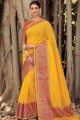 Yellow Saree in  Banarasi raw silk