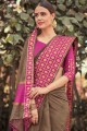 Brown Saree in Banarasi raw silk with