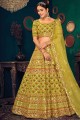 Georgette Lime green Wedding Lehenga Choli in Thread