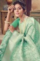 Turquoise  Indian Saree with Banarasi raw silk