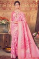 Designer Banarasi raw silk Saree in Pink