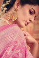 Designer Banarasi raw silk Saree in Pink