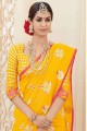 Banarasi raw silk Yellow Saree